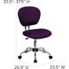 Flash Furniture Beverly Mid-Back White Mesh Padded Swivel Task Office Chair with Chrome Base(Purple)