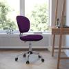 Flash Furniture Beverly Mid-Back White Mesh Padded Swivel Task Office Chair with Chrome Base(Purple)