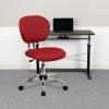 Flash Furniture Beverly Mid-Back White Mesh Padded Swivel Task Office Chair with Chrome Base(Red)