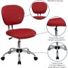 Flash Furniture Beverly Mid-Back White Mesh Padded Swivel Task Office Chair with Chrome Base(Red)