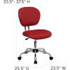 Flash Furniture Beverly Mid-Back White Mesh Padded Swivel Task Office Chair with Chrome Base(Red)