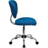 Flash Furniture Beverly Mid-Back White Mesh Padded Swivel Task Office Chair with Chrome Base(Turquoise)