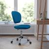 Flash Furniture Beverly Mid-Back White Mesh Padded Swivel Task Office Chair with Chrome Base(Turquoise)