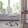 Flash Furniture Beverly Mid-Back White Mesh Padded Swivel Task Office Chair with Chrome Base(White)