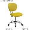 Flash Furniture Beverly Mid-Back White Mesh Padded Swivel Task Office Chair with Chrome Base(Yellow)