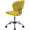 Flash Furniture Beverly Mid-Back White Mesh Padded Swivel Task Office Chair with Chrome Base(Yellow)