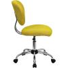 Flash Furniture Beverly Mid-Back White Mesh Padded Swivel Task Office Chair with Chrome Base(Yellow)
