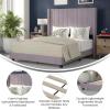 Flash Furniture Bianca Upholstered Platform Bed – Emerald Velvet Upholstery – Queen – Wingback Headboard – Slatted Mattress Foundation – No Box Spring Needed(Gray Velvet)
