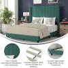 Flash Furniture Bianca Upholstered Platform Bed – Emerald Velvet Upholstery – Queen – Wingback Headboard – Slatted Mattress Foundation – No Box Spring Needed(Emerald Velvet)