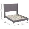 Flash Furniture Bianca Upholstered Platform Bed – Emerald Velvet Upholstery – Queen – Wingback Headboard – Slatted Mattress Foundation – No Box Spring Needed(Gray Velvet)