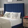 Flash Furniture Bianca Upholstered Platform Bed – Emerald Velvet Upholstery – Queen – Wingback Headboard – Slatted Mattress Foundation – No Box Spring Needed(Navy Velvet)