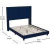 Flash Furniture Bianca Upholstered Platform Bed – Emerald Velvet Upholstery – Queen – Wingback Headboard – Slatted Mattress Foundation – No Box Spring Needed(Navy Velvet)