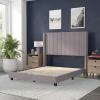 Flash Furniture Bianca Upholstered Platform Bed – Emerald Velvet Upholstery – Queen – Wingback Headboard – Slatted Mattress Foundation – No Box Spring Needed(Gray Velvet)