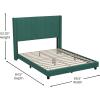 Flash Furniture Bianca Upholstered Platform Bed – Emerald Velvet Upholstery – Queen – Wingback Headboard – Slatted Mattress Foundation – No Box Spring Needed(Emerald Velvet)