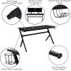 Flash Furniture Black Gaming Desk and Red/Black Racing Chair Set with Cup Holder, Headphone Hook, and Monitor/Smartphone Stand(Green)