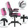 Flash Furniture Black Gaming Desk and Red/Black Racing Chair Set with Cup Holder, Headphone Hook, and Monitor/Smartphone Stand(Pink)