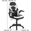 Flash Furniture Black Gaming Desk and Red/Black Racing Chair Set with Cup Holder, Headphone Hook, and Monitor/Smartphone Stand(White)
