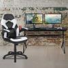 Flash Furniture Black Gaming Desk and Red/Black Racing Chair Set with Cup Holder, Headphone Hook, and Monitor/Smartphone Stand(White)