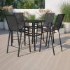 Flash Furniture Brazos 4-Person Outdoor Dining Set(Black)