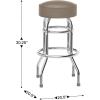 Flash Furniture Bruno Double Ring Chrome Backless Barstool with Black Upholstered Seat and Integrated Footrest(Beige)