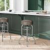 Flash Furniture Bruno Double Ring Chrome Backless Barstool with Black Upholstered Seat and Integrated Footrest(Beige)