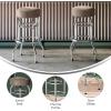 Flash Furniture Bruno Double Ring Chrome Backless Barstool with Black Upholstered Seat and Integrated Footrest(Beige)