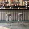 Flash Furniture Bruno Double Ring Chrome Backless Barstool with Black Upholstered Seat and Integrated Footrest(Beige)