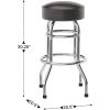 Flash Furniture Bruno Double Ring Chrome Backless Barstool with Black Upholstered Seat and Integrated Footrest(Dark Brown)