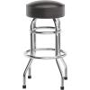 Flash Furniture Bruno Double Ring Chrome Backless Barstool with Black Upholstered Seat and Integrated Footrest(Dark Brown)