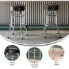 Flash Furniture Bruno Double Ring Chrome Backless Barstool with Black Upholstered Seat and Integrated Footrest(Dark Brown)