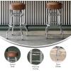 Flash Furniture Bruno Double Ring Chrome Backless Barstool with Black Upholstered Seat and Integrated Footrest(Weathered Brown)