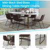 Flash Furniture Butler 18″ LeatherSoft Dining Table Height Chairs, Mid-Century Modern Bucket Style Dining Chairs, Set of 2, Light Gray/Gold(Dark Brown Leathersoft/Black Frame)