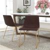 Flash Furniture Butler 18″ LeatherSoft Dining Table Height Chairs, Mid-Century Modern Bucket Style Dining Chairs, Set of 2, Light Gray/Gold(Dark Brown Leathersoft/Gold Frame)