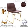 Flash Furniture Butler 18″ LeatherSoft Dining Table Height Chairs, Mid-Century Modern Bucket Style Dining Chairs, Set of 2, Light Gray/Gold(Dark Brown Leathersoft/Gold Frame)