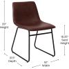 Flash Furniture Butler 18″ LeatherSoft Dining Table Height Chairs, Mid-Century Modern Bucket Style Dining Chairs, Set of 2, Light Gray/Gold(Dark Brown Leathersoft/Black Frame)