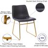 Flash Furniture Butler 18″ LeatherSoft Dining Table Height Chairs, Mid-Century Modern Bucket Style Dining Chairs, Set of 2, Light Gray/Gold(Gray Leathersoft/Gold Frame)