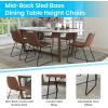 Flash Furniture Butler 18″ LeatherSoft Dining Table Height Chairs, Mid-Century Modern Bucket Style Dining Chairs, Set of 2, Light Gray/Gold(Light Brown Leathersoft/Black Frame)