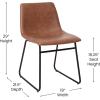 Flash Furniture Butler 18″ LeatherSoft Dining Table Height Chairs, Mid-Century Modern Bucket Style Dining Chairs, Set of 2, Light Gray/Gold(Light Brown Leathersoft/Black Frame)