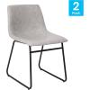 Flash Furniture Butler 18″ LeatherSoft Dining Table Height Chairs, Mid-Century Modern Bucket Style Dining Chairs, Set of 2, Light Gray/Gold(Light Gray Leathersoft/Black Frame)