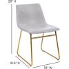 Flash Furniture Butler 18″ LeatherSoft Dining Table Height Chairs, Mid-Century Modern Bucket Style Dining Chairs, Set of 2, Light Gray/Gold(Light Gray Leathersoft/Gold Frame)