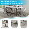 Flash Furniture Butler 18″ LeatherSoft Dining Table Height Chairs, Mid-Century Modern Bucket Style Dining Chairs, Set of 2, Light Gray/Gold(Light Gray Leathersoft/Black Frame)