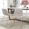 Flash Furniture Butler 18″ LeatherSoft Dining Table Height Chairs, Mid-Century Modern Bucket Style Dining Chairs, Set of 2, Light Gray/Gold(Light Gray Leathersoft/Gold Frame)