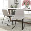 Flash Furniture Butler 18″ LeatherSoft Dining Table Height Chairs, Mid-Century Modern Bucket Style Dining Chairs, Set of 2, Light Gray/Gold(Light Gray Leathersoft/Black Frame)