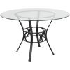 Flash Furniture Carlisle 42” Round Glass Dining Table with Black Metal Frame(Clear/Black)