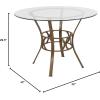 Flash Furniture Carlisle 42” Round Glass Dining Table with Black Metal Frame(Clear/Matte Gold)