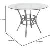 Flash Furniture Carlisle 42” Round Glass Dining Table with Black Metal Frame(Clear/Silver)