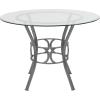 Flash Furniture Carlisle 42” Round Glass Dining Table with Black Metal Frame(Clear/Silver)