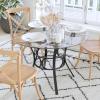 Flash Furniture Carlisle 42” Round Glass Dining Table with Silver Metal Frame(Clear/Black)