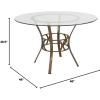 Flash Furniture Carlisle 42” Round Glass Dining Table with Silver Metal Frame(Clear/Matte Gold)