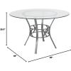 Flash Furniture Carlisle 42” Round Glass Dining Table with Silver Metal Frame(Clear/Silver)